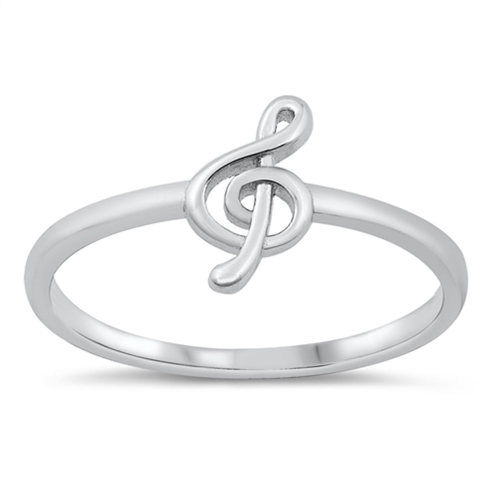 Simple Treble Clef Music Ring New .925 Sterling Silver Band Sizes 4-10