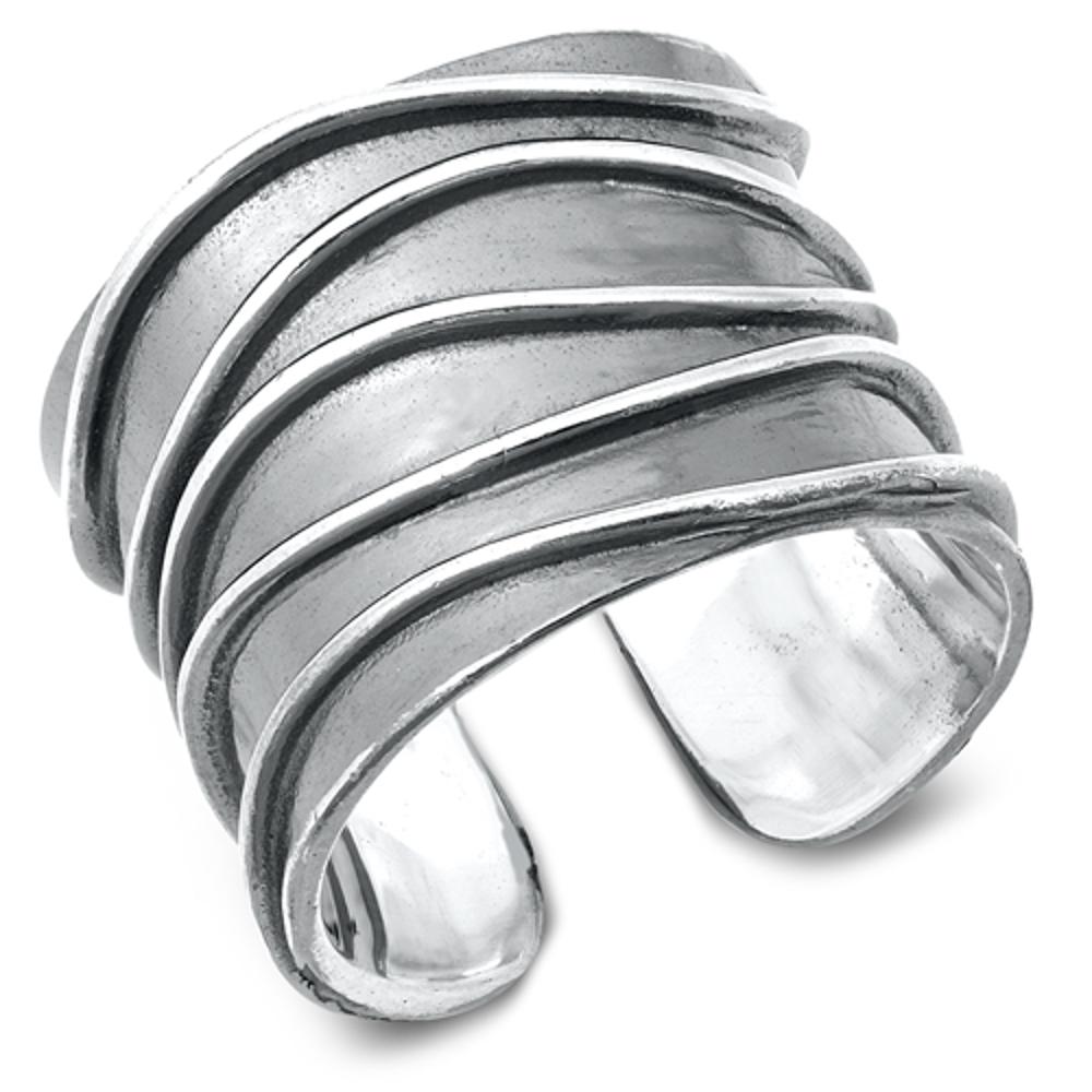 Large Chunk Modern Wavy Ring New .925 Sterling Silver Band Sizes 6-12