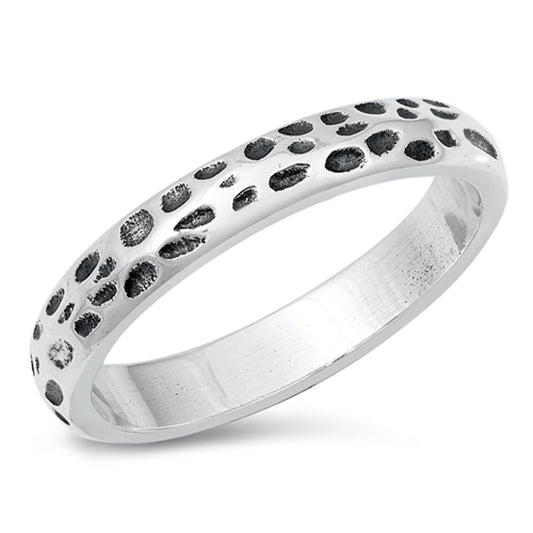 Groove Texture Stacking Ring .925 Sterling Silver Animal Print Band Sizes 5-10