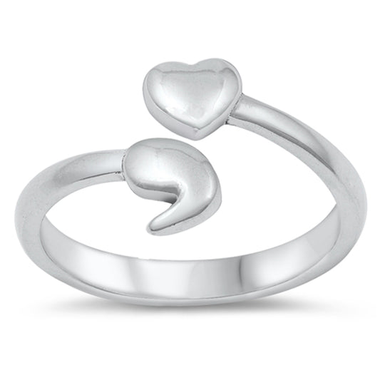 My Story Mental Health Project Heart Ring 925 Sterling Silver Semicolon Sizes 4-10