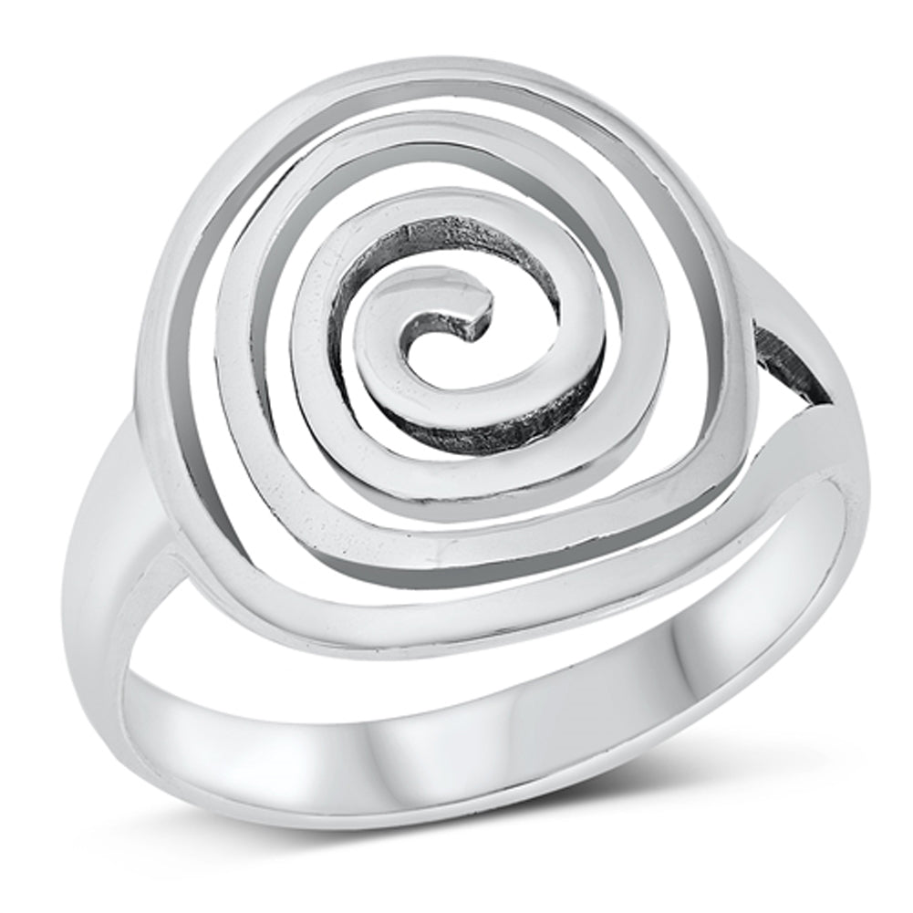 Chunky Open Spiral Swirl Polished Ring New .925 Sterling Silver Band Sizes 6-13