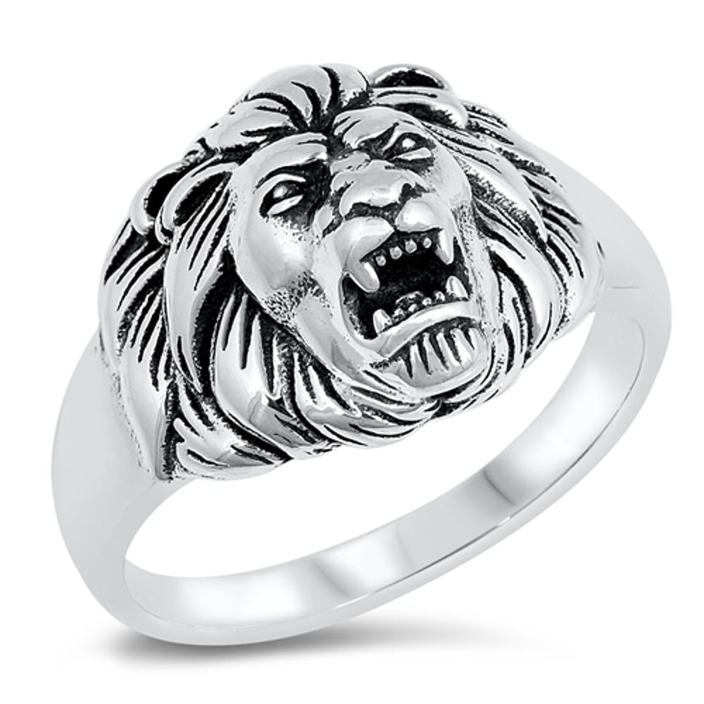 Lion Roar Leo Animal King Ring New .925 Sterling Silver Band Sizes 6-12