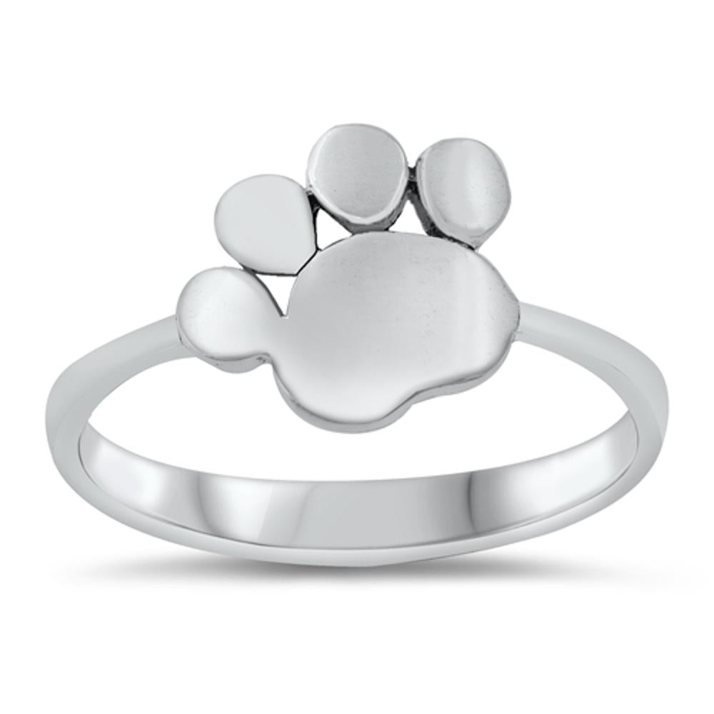 Dog Cat Paw Animal Print Pet Lover Ring New .925 Sterling Silver Band Sizes 5-10