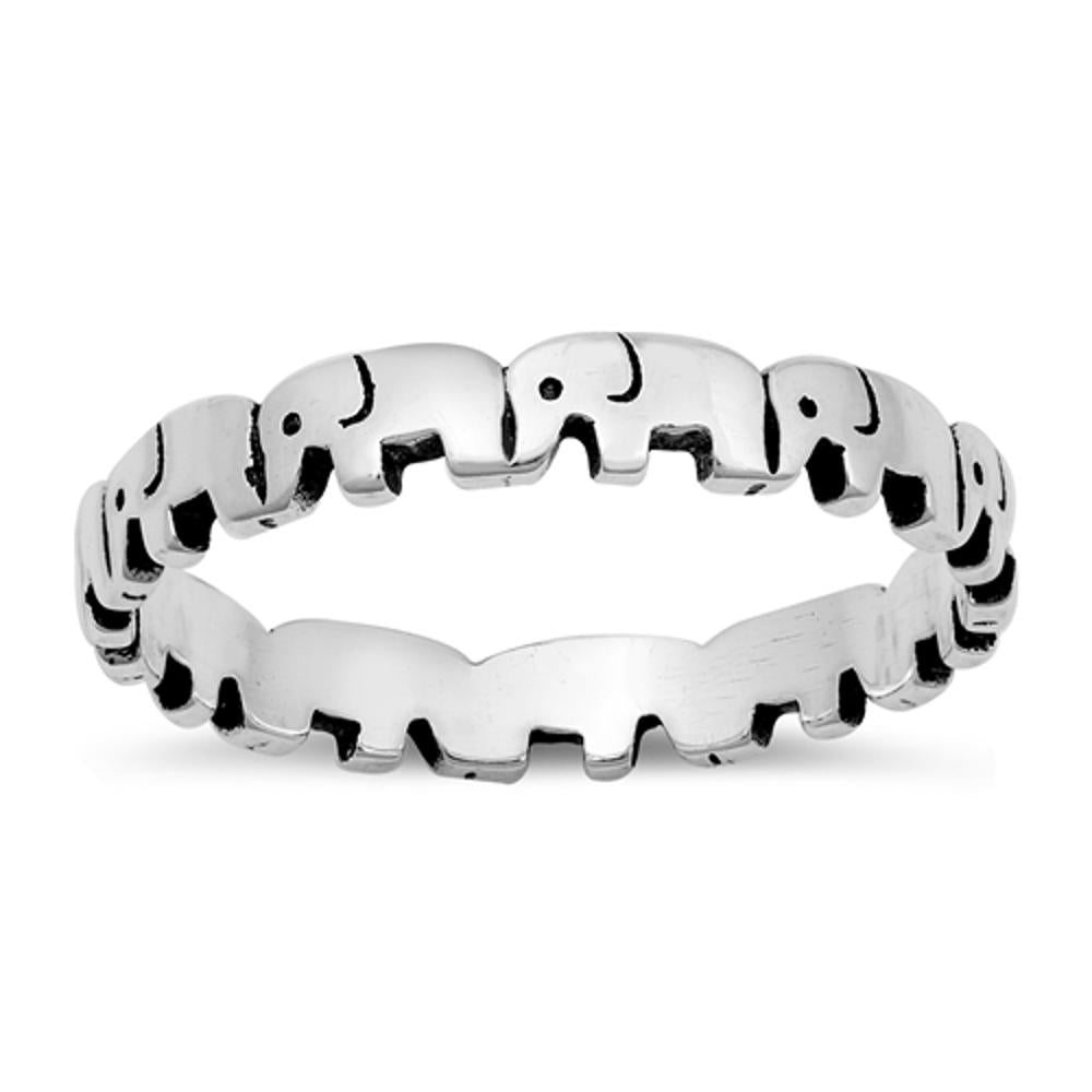 Elephant Parade Animal Eternity Ring .925 Sterling Silver Band Sizes 4-10