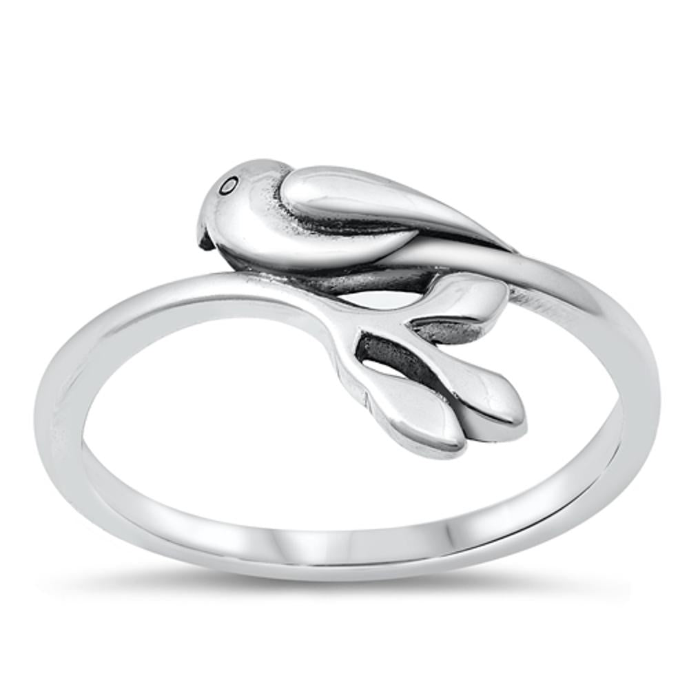 Bird Branch Leaf Nature Animal Ring New .925 Sterling Silver Band Sizes 4-10