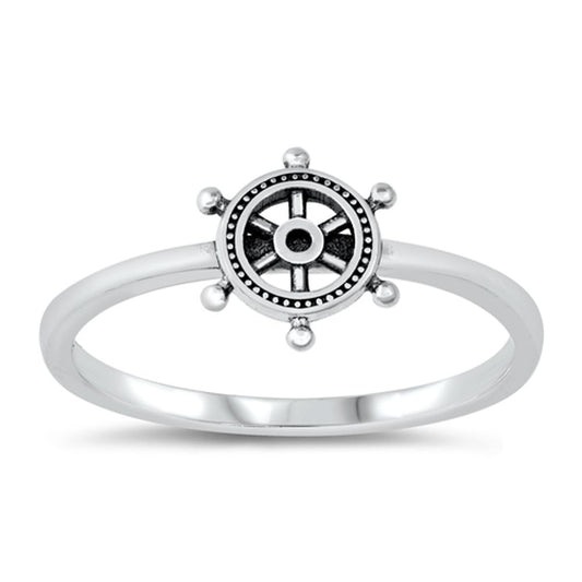 Nautical Ship Wheel Captain Ring New .925 Sterling Silver Band Sizes 4-10