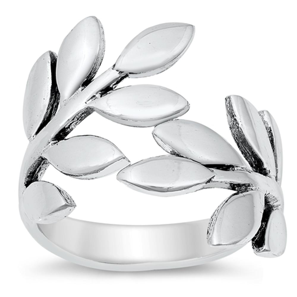 Leaf Plant Wrap Leaves Wreath Ring New .925 Sterling Silver Band Sizes 5-10