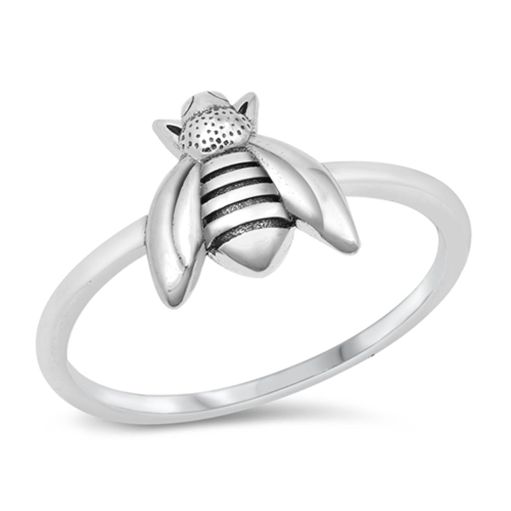 Cute Bumble Bee Animal Nature Honey Ring .925 Sterling Silver Band Sizes 4-10