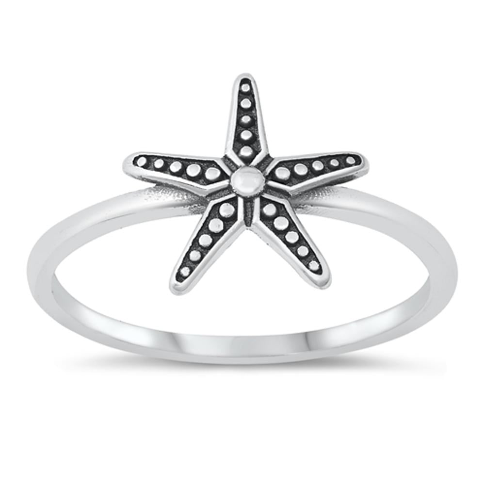 Cute Bali Starfish Sea Star Ocean Ring .925 Sterling Silver Band Sizes 4-10