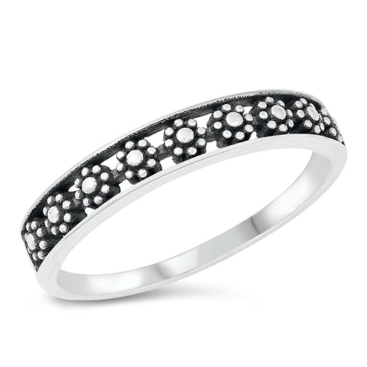 Cute Daisy Chain Flower Fashion Ring New .925 Sterling Silver Band Sizes 4-10