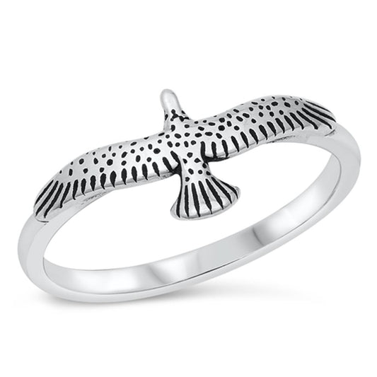 Red Tail Hawk Falcon Polished Ring New .925 Sterling Silver Band Sizes 5-10