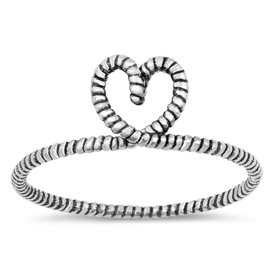 Lasso Heart Rope Love Fashion Ring New .925 Sterling Silver Band Sizes 4-10