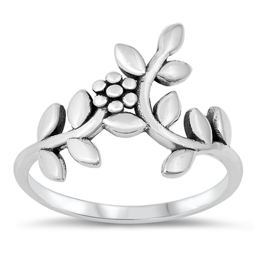 Flower Leaves Vines Nature Fashion Ring New .925 Sterling Silver Band Sizes 4-10