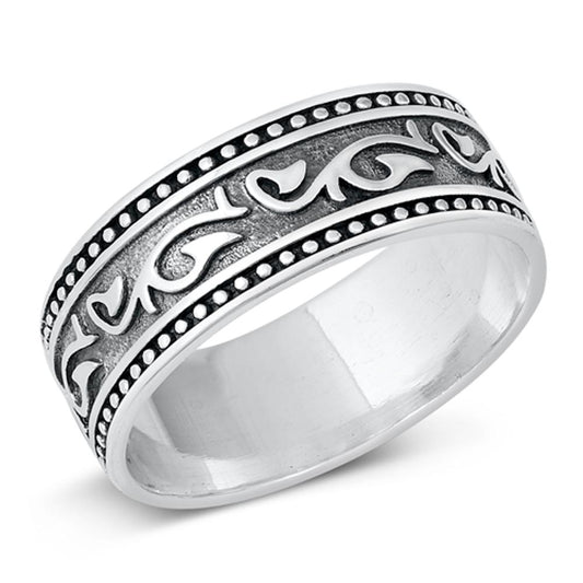 Oxidized Bali Design Polished Ring New .925 Sterling Silver Band Sizes 4-10