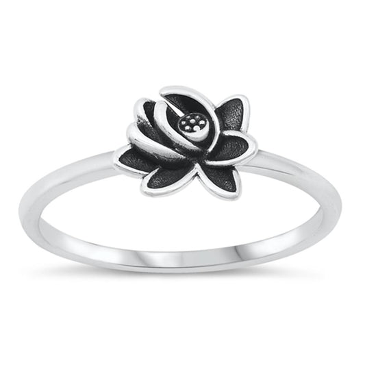 Lotus Flower Purity Enlightenment Ring New .925 Sterling Silver Band Sizes 4-10