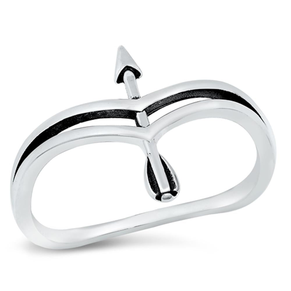 Bow and Arrow Crossbow Classic Ring New .925 Sterling Silver Band Sizes 4-10