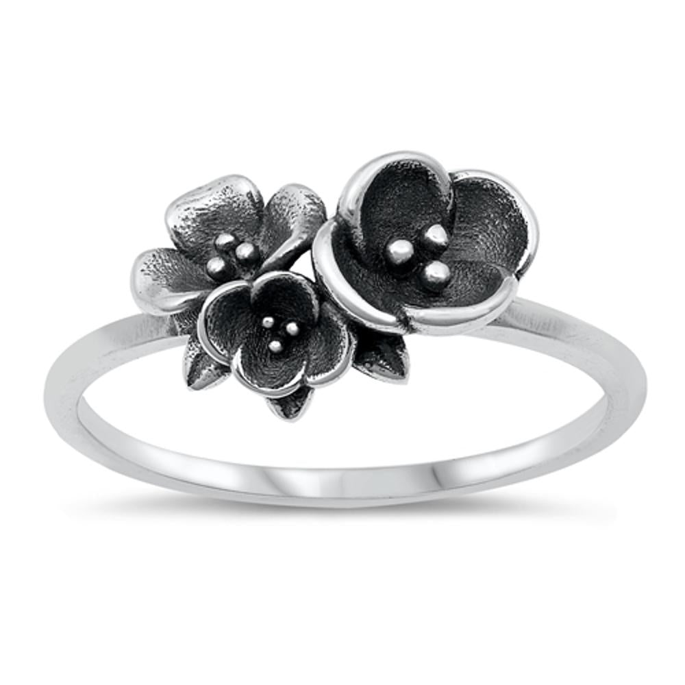 Hibiscus Flower Nature Fashion Ring New .925 Sterling Silver Band Sizes 4-10