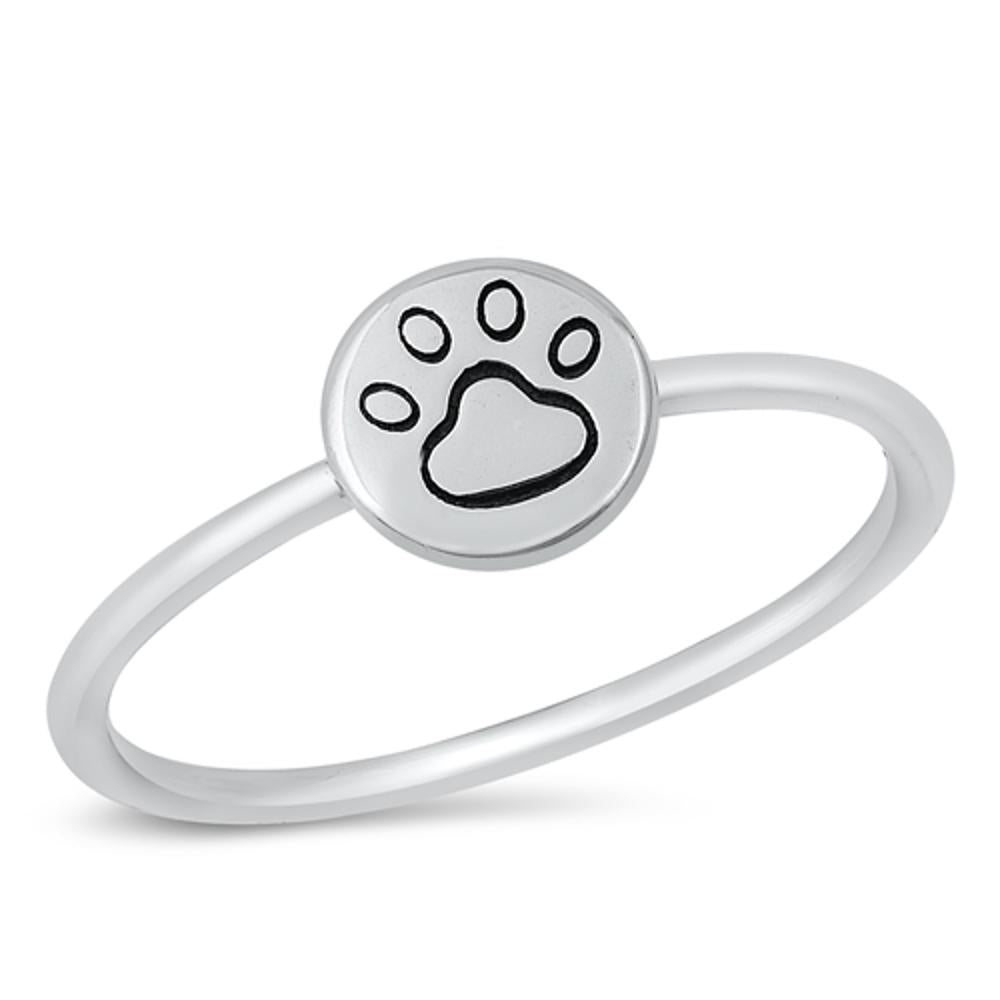 Little Puppy Paw Kitten Promise Ring New .925 Sterling Silver Band Sizes 4-10