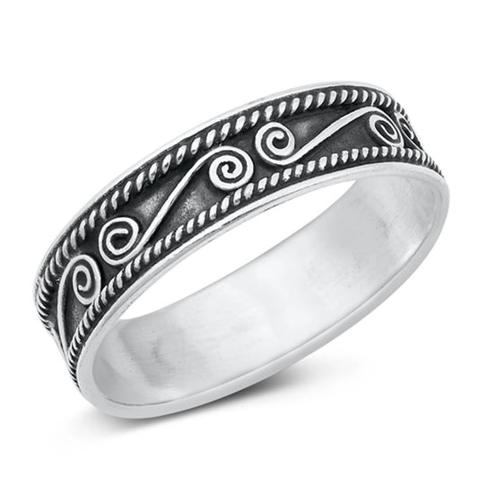 Oxidized Promise Ring New .925 Sterling Silver Traditional Bali Band Sizes 5-9