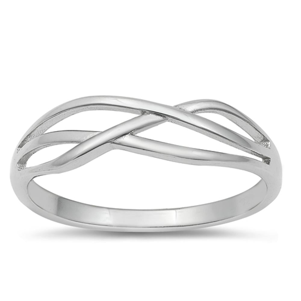 Criss Cross Wave Vintage Fashion Ring New .925 Sterling Silver Band Sizes 4-10