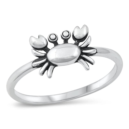 Crab Sea Ocean Beach Animal Zodiac Ring .925 Sterling Silver Band Sizes 4-10