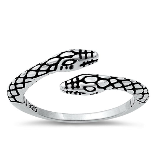 Open Two Headed Snake Viper Cute Ring New .925 Sterling Silver Band Sizes 5-10