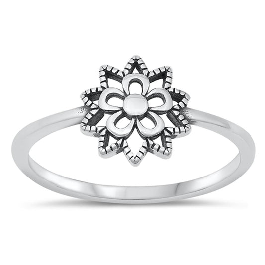 Mandala Flower Sun Guidance Beautiful Ring .925 Sterling Silver Band Sizes 4-10