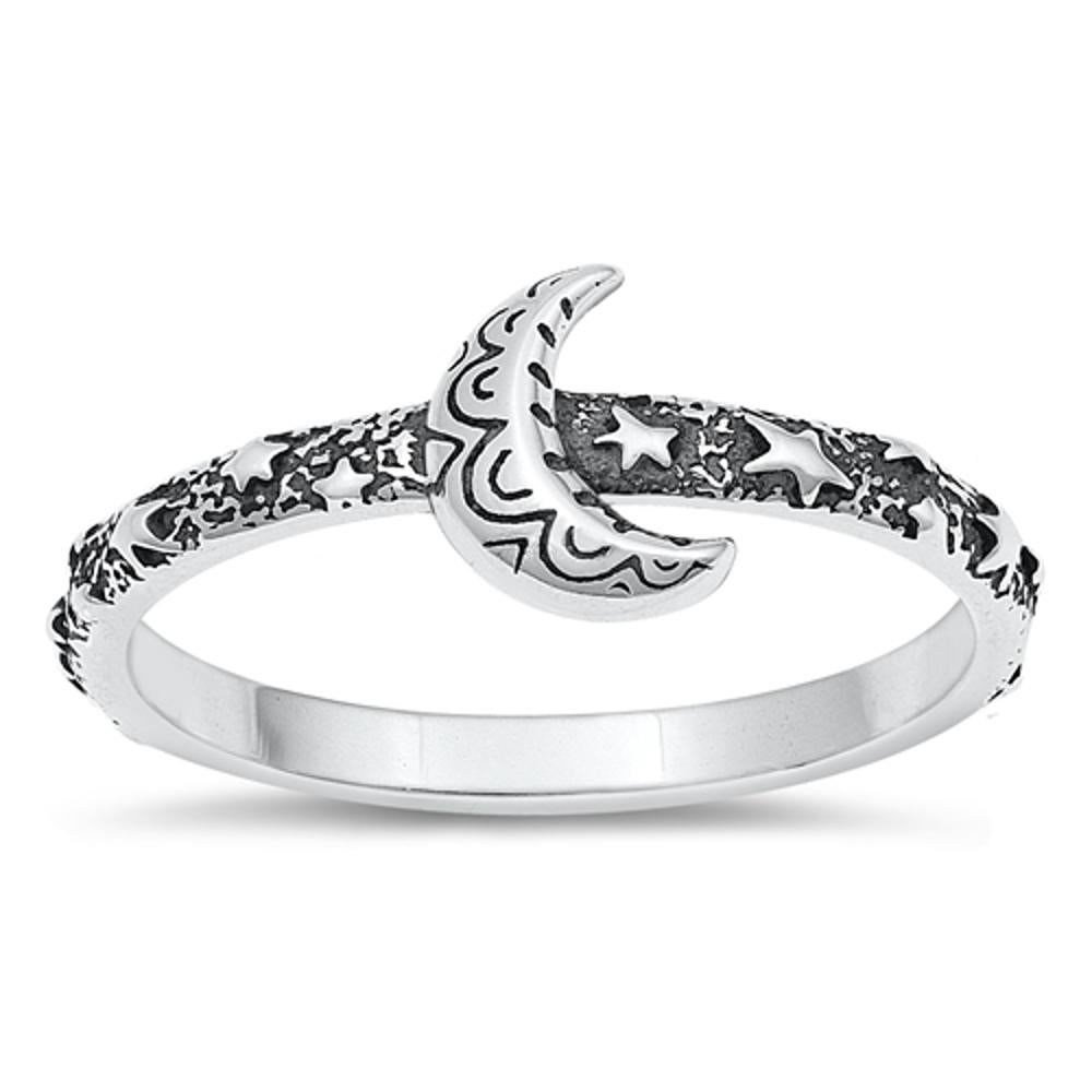 Sterling Silver Crescent Moon Ring