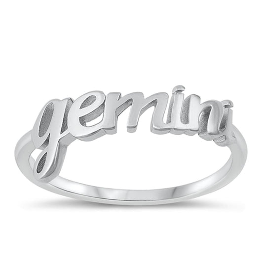 Sterling Silver Gemini Zodiac Ring