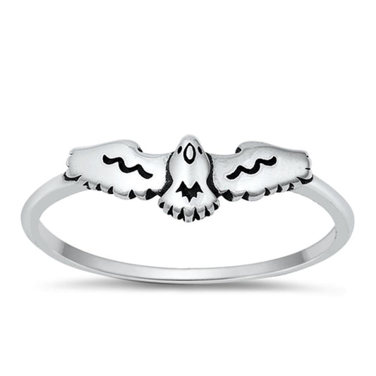 Sterling Silver Hawk Eagle Bird Ring