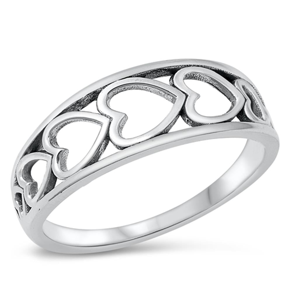 Graduated Hearts Love Wholesale Ring New .925 Sterling Silver Band Sizes 4-10