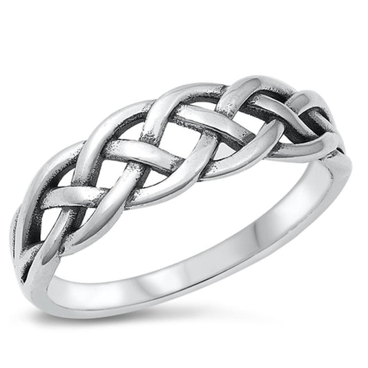 Celtic Braided Knot Fashion Polished Ring .925 Sterling Silver Band Sizes 4-10