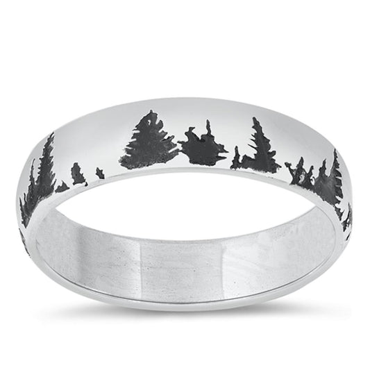 Forest Nature Scene Outdoor Cute Ring New .925 Sterling Silver Band Sizes 5-10