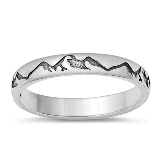 Mountains Constancy Stillness Nature Ring .925 Sterling Silver Band Sizes 4-10