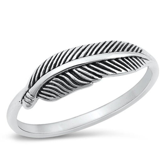 Feather Divine Spirt Protection Ring New .925 Sterling Silver Band Sizes 4-10