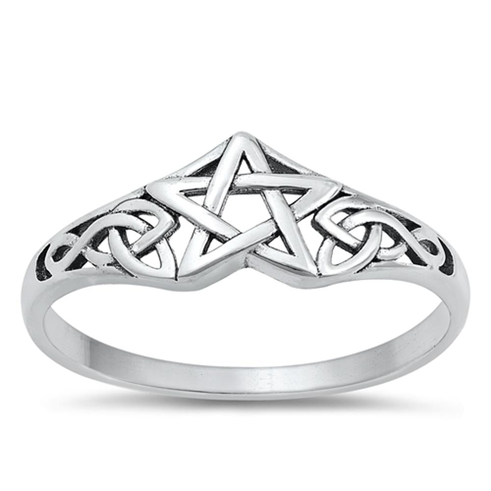 Celtic Star Pentagram Unique Ring New .925 Sterling Silver Band Sizes 4-10