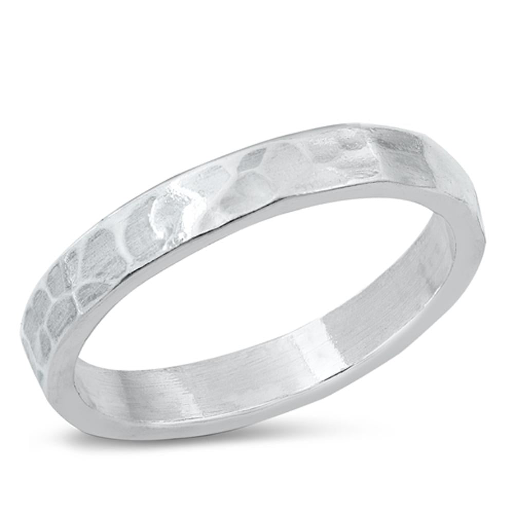 Hammer Finish Design Wholesale Ring New .925 Sterling Silver Band Sizes 3-10