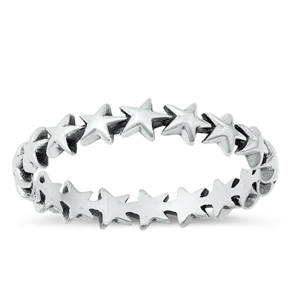 Eternity Star Happiness Beautiful Ring New .925 Sterling Silver Band Sizes 4-10