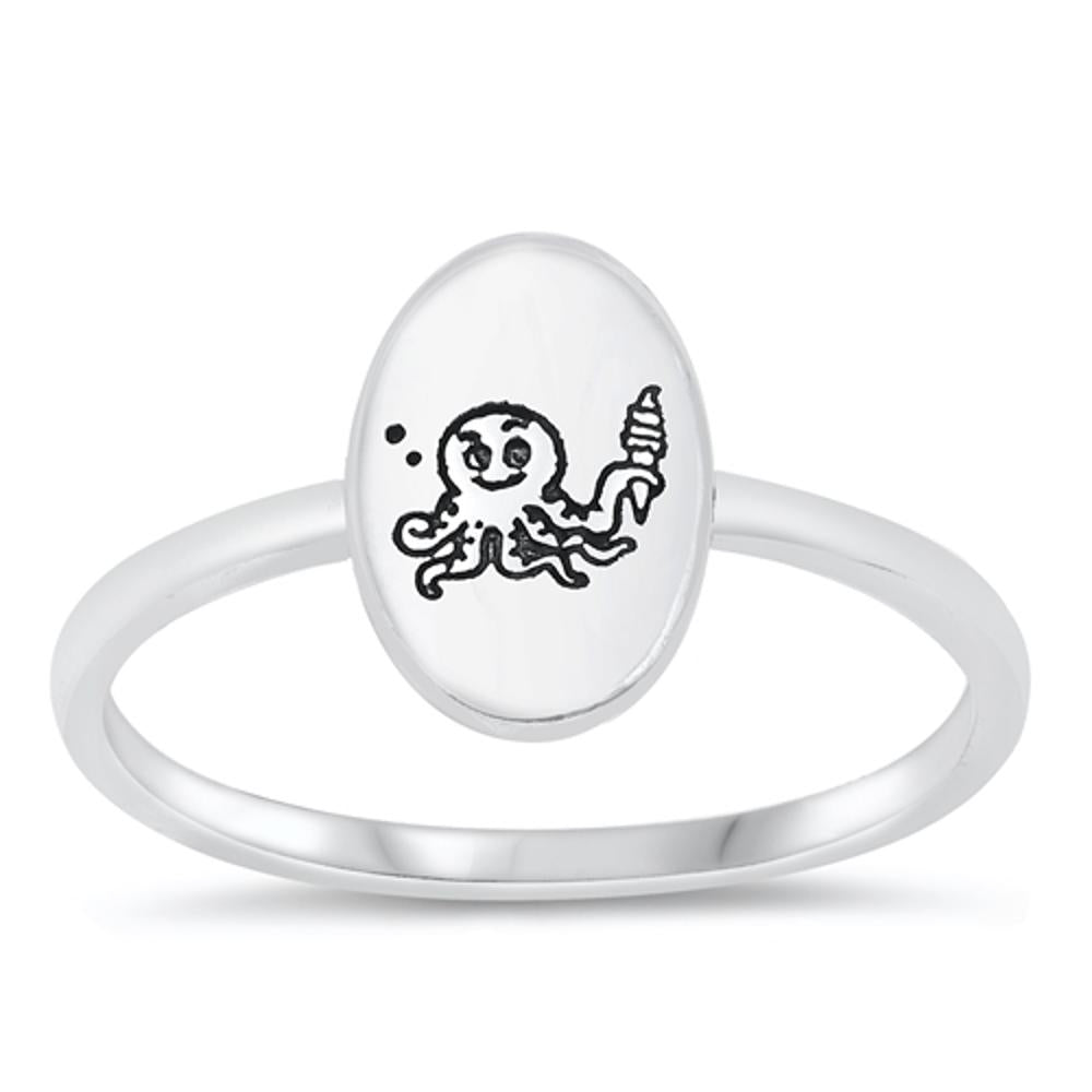 Sterling Silver Octopus Ice Cream Cone Ring