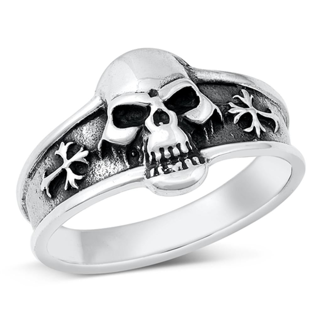 Sterling Silver Cross Skull Ring