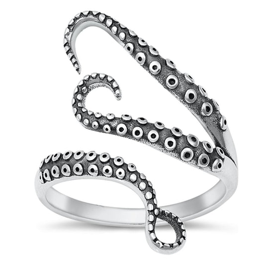 Sterling Silver Octopus Tentacles Ring