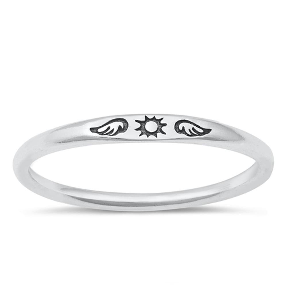 Sterling Silver Sun & Wings Ring