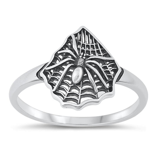 Sterling Silver Spider & Web Ring