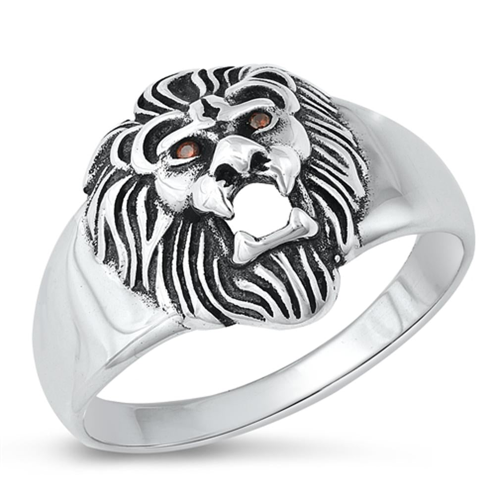 Sterling Silver Lion Head Ring