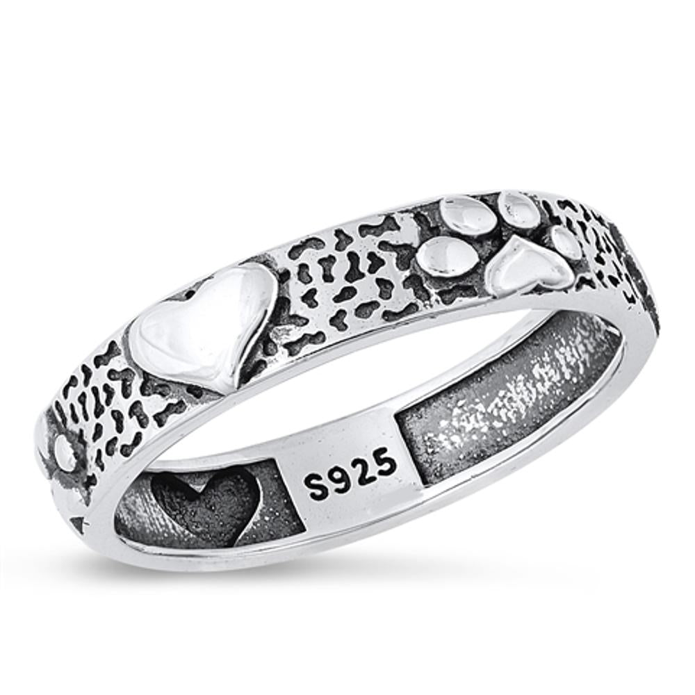 Sterling Silver Paw & Heart Ring