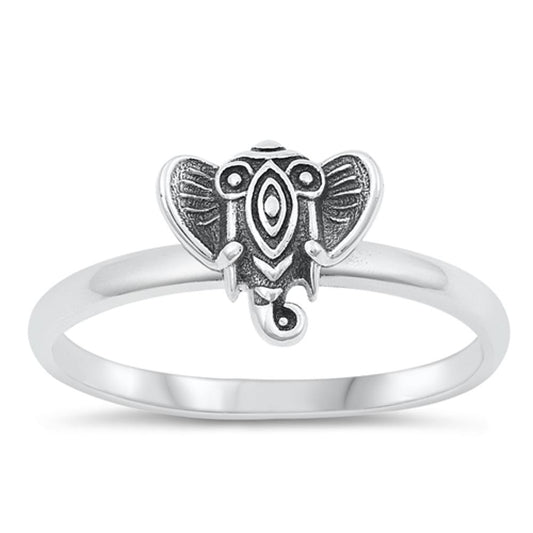 Sterling Silver Elephant Head Ring