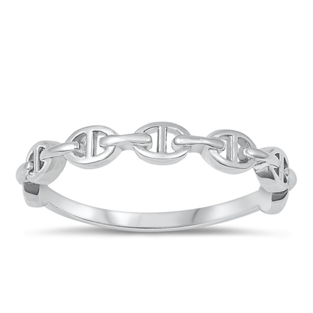 Sterling Silver Anchor Chain Link Ring