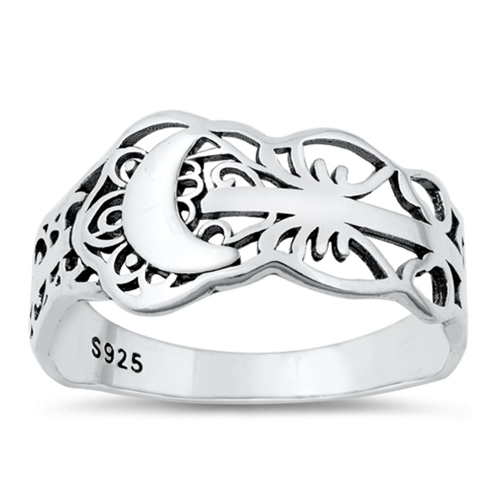 Sterling Silver Moon Ring