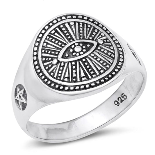 Sterling Silver Zodiac Pentagram Ring