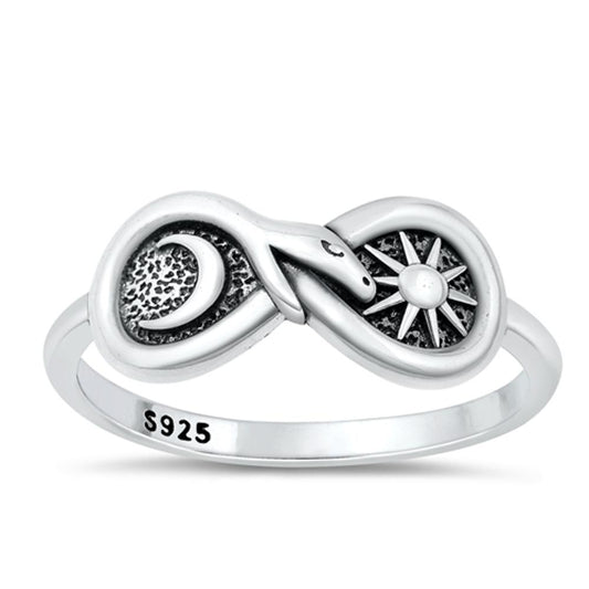 Sterling Silver Infinity Snake Moon Sun Ring